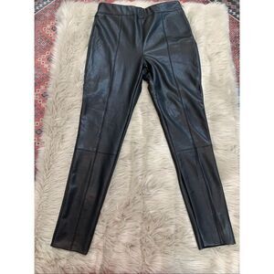 NWT TopShop Black  Faux Leather Pleated Skinny Pull-Up Lined Pants 14